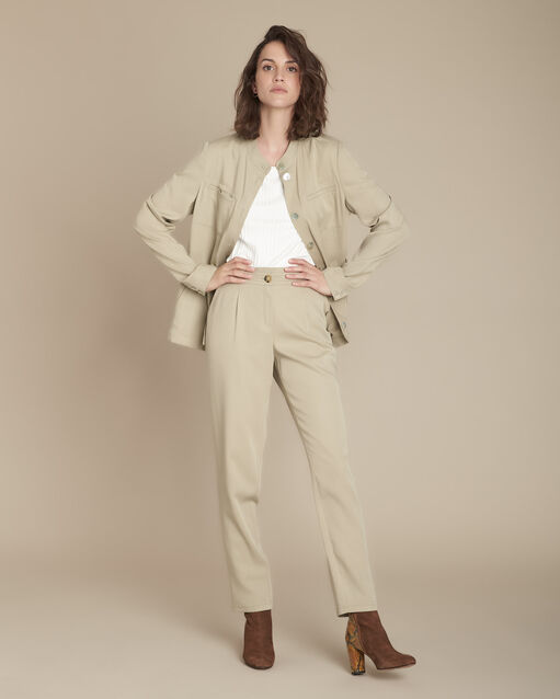 Ecrufarbenes t-shirt mit rippenstruktur und lurex-details, charlotte ecru.