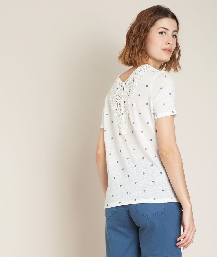 Tee-shirt en lin à pois roxane blanc.