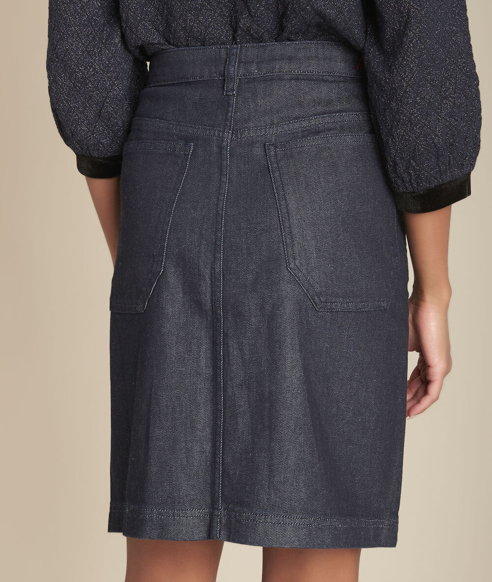 Jupe taille haute denim kriss celadon.