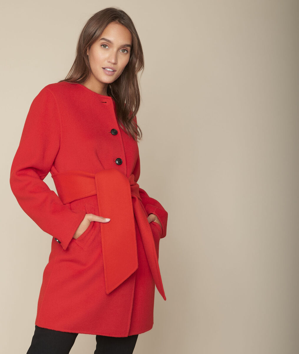 Doppelseitiger Mantel Aus Wolle In Tomette Rot Thea Damen Maison 123