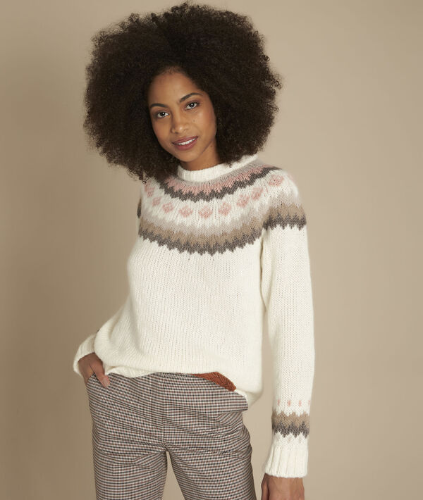 Pull écru jacquard Foussia | 1-2-3 Pull écru jacquard Foussia PhotoZ | 1-2-3