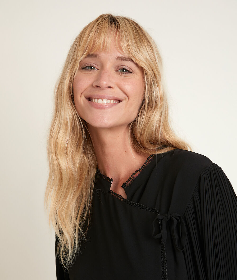 Robe portefeuille plissée carline noir.