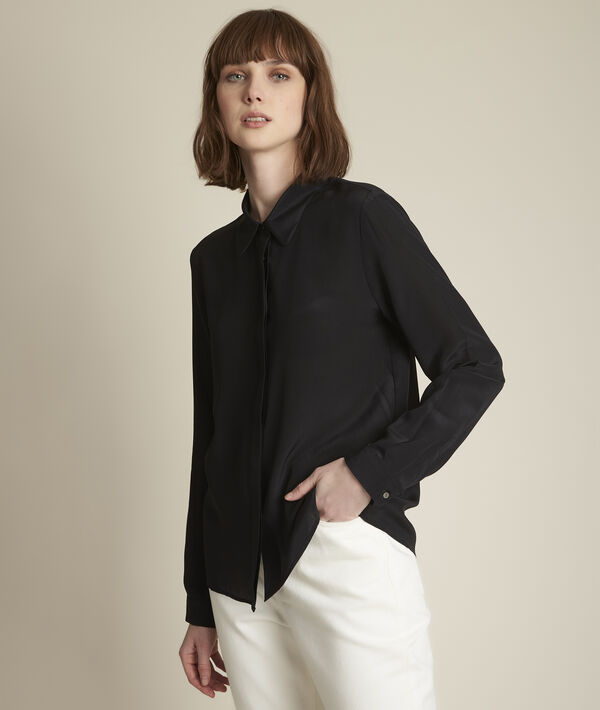 Chemise en soie noire Maelle | 1-2-3 Chemise en soie noire Maelle PhotoZ | 1-2-3