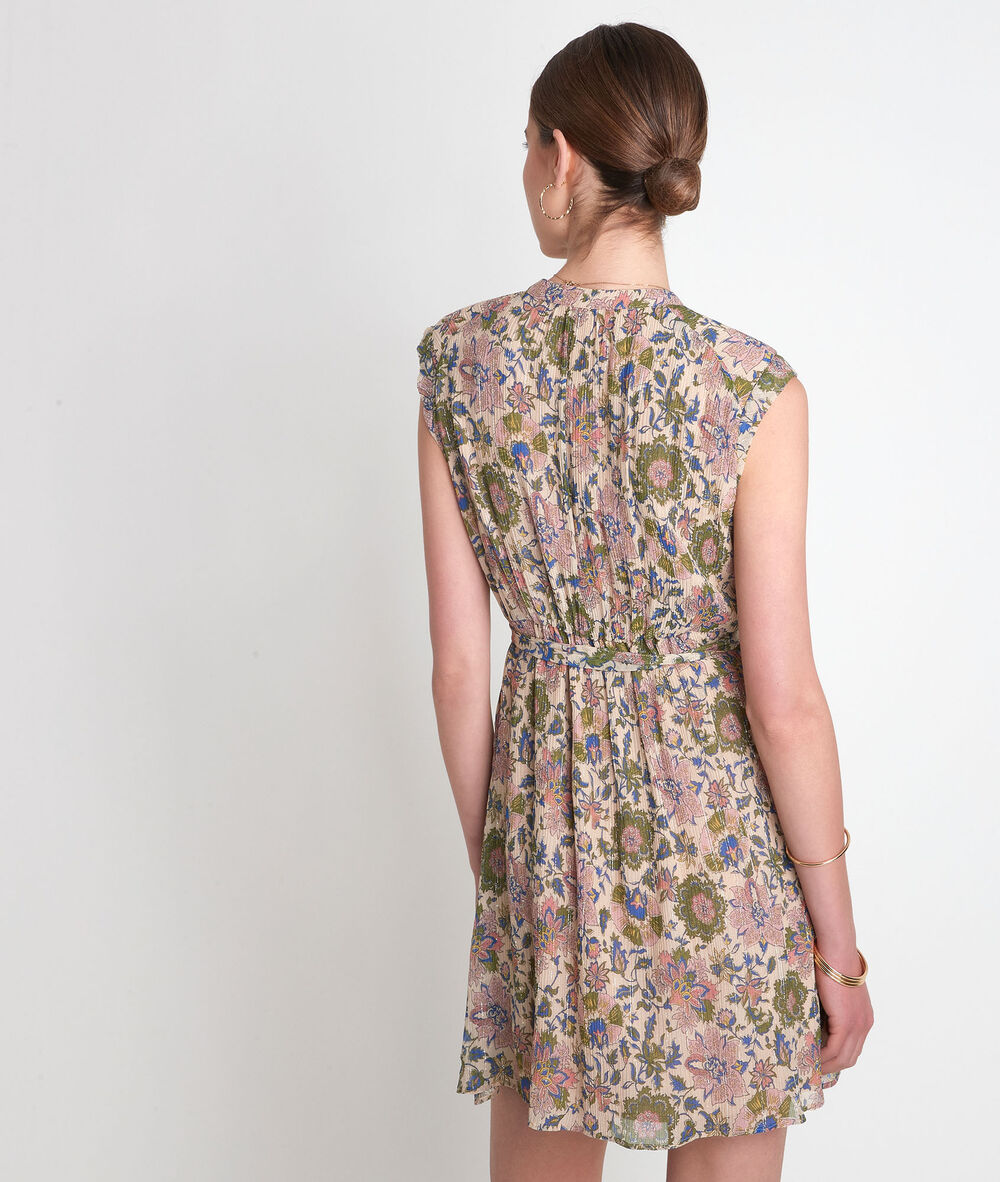 Robe chemise sans manches imprimée kaki sawsen olive.