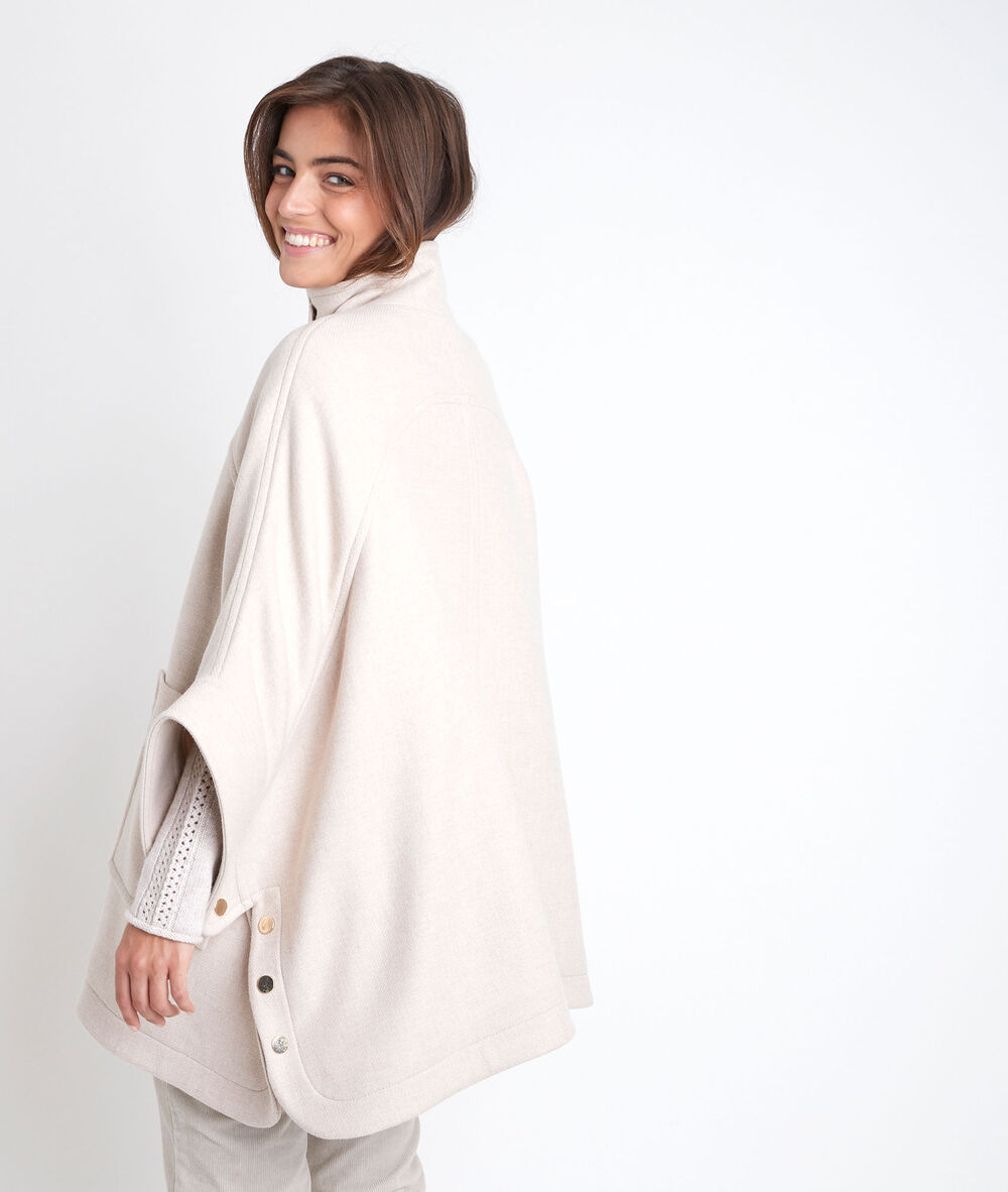 Cape en laine recyclée crème oslo creme.