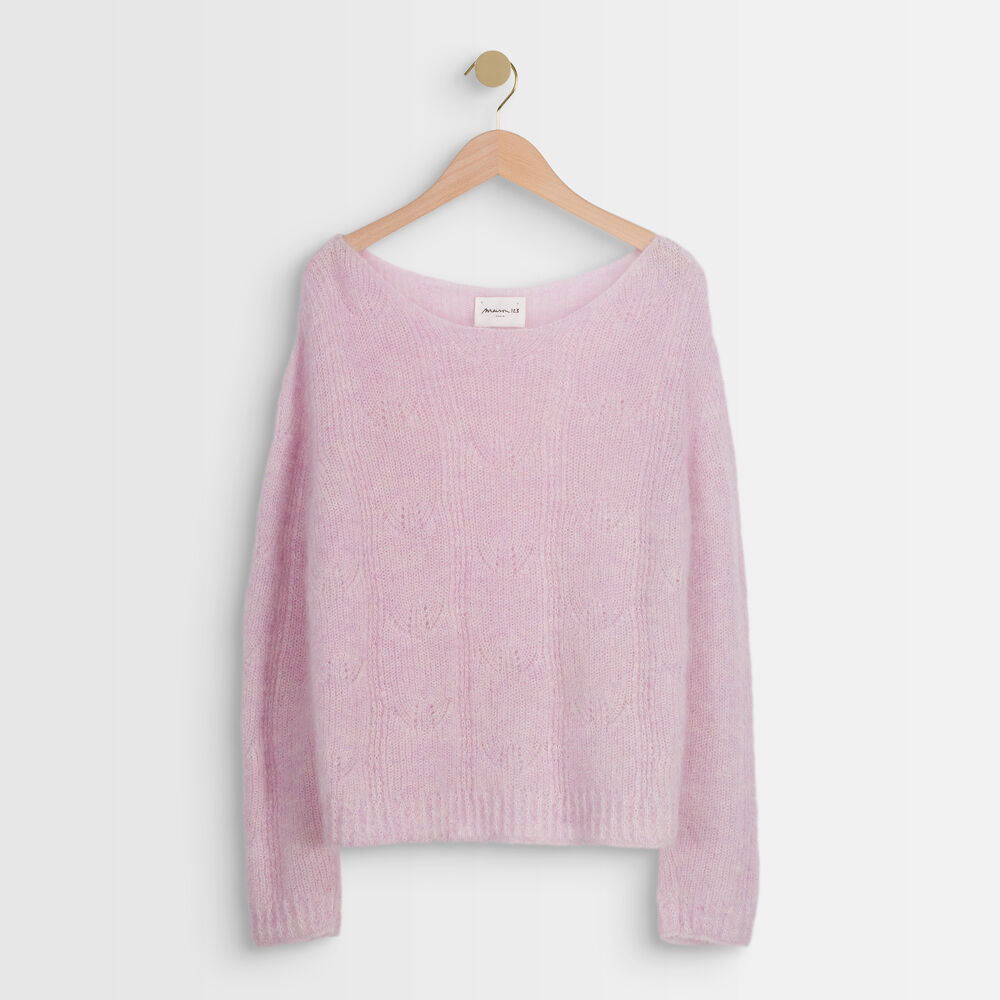 Pull en mohair mélangé parme rameau mauve pale.
