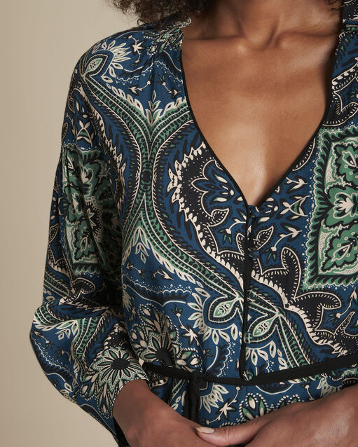 Robe imprimé cachemire ida marine.
