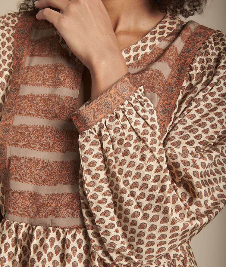 Blouse acajou imprimé bohème manon caramel.