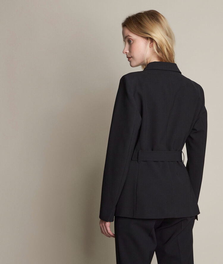 Veste en microfibre ceinturée noire baci noir.