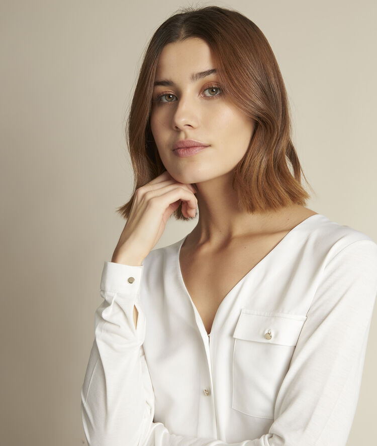 Top bimati&egrave;re boutonn&eacute;e rachel ecru.