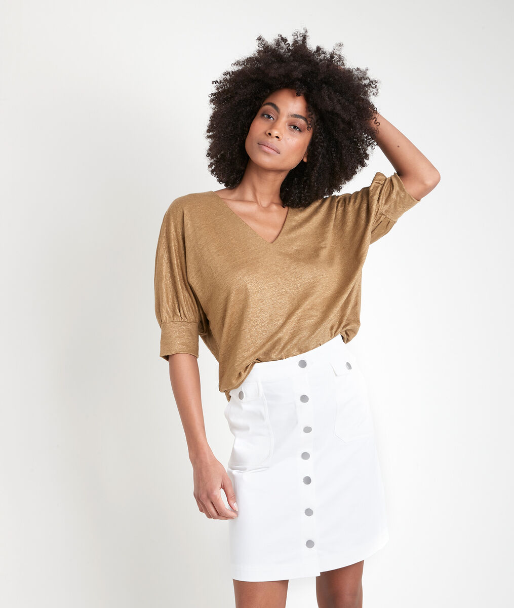 Tee-shirt bronze en lin certifié Illusion | 1-2-3 Tee-shirt bronze en lin certifié Illusion PhotoZ | 1-2-3