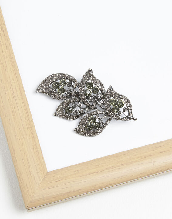 Broche feuille pierres noires Xelia | 1-2-3 Broche feuille pierres noires Xelia PhotoZ | 1-2-3