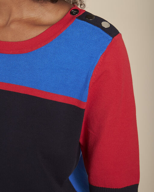 Pull marine colorblock pressions épaules fit marine.