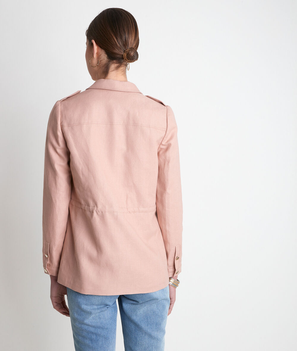 Veste en lin rose poudré tulle blush.