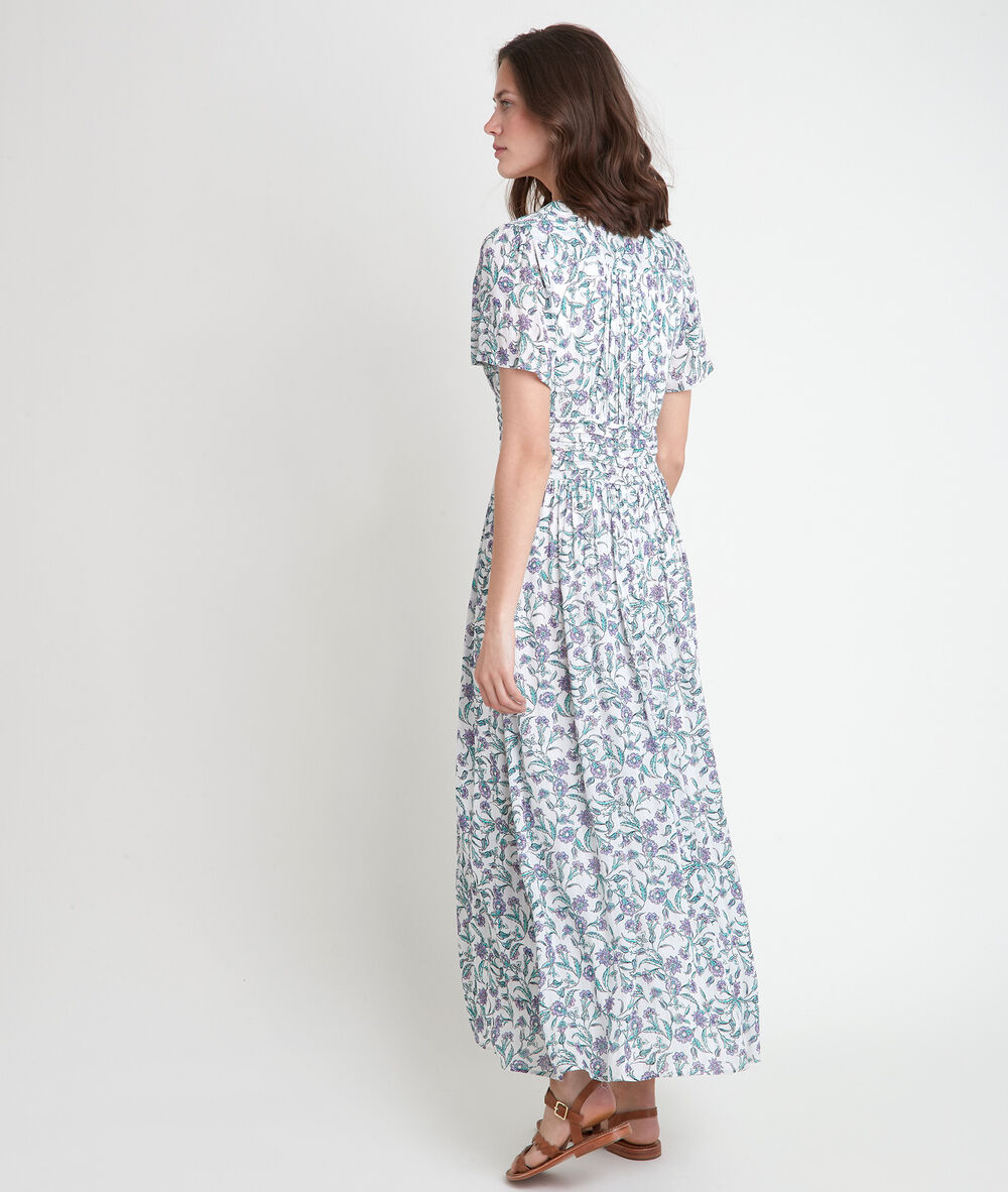 Robe longue blanche imprimée levana ecru.