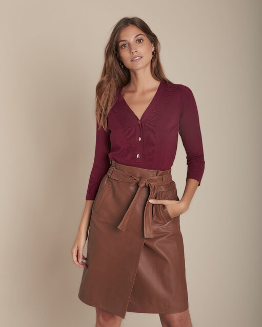 Pull merlot en jersey et côte fabienne bordeaux.