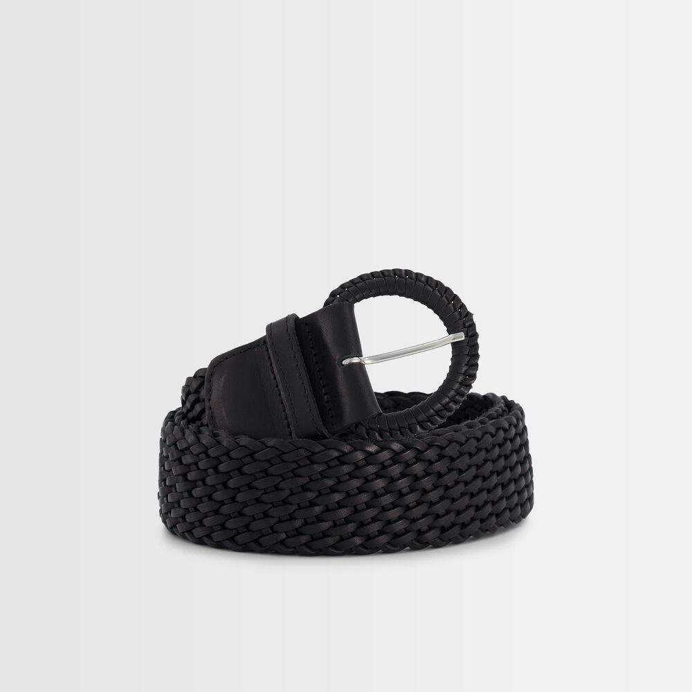 Ceinture tressée en cuir noire sandie noir.