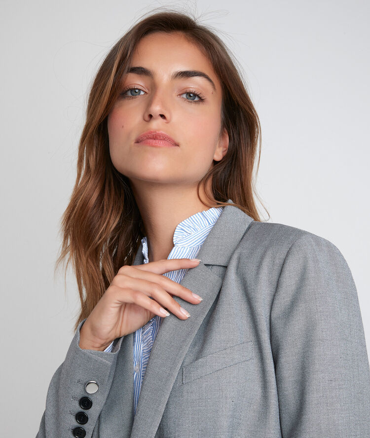 Veste tailleur croisée fil à fil taly gris pale.