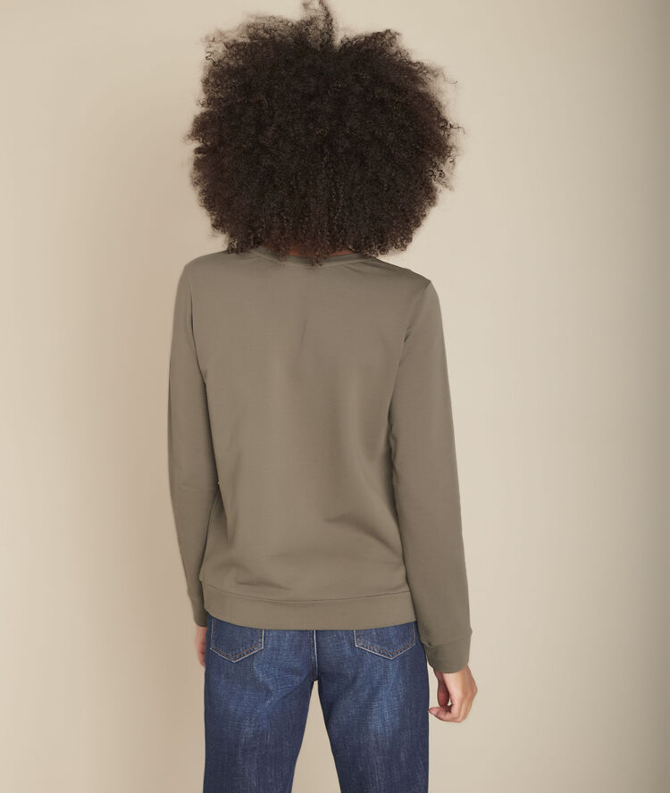 Kaki opengewerkte sweater camargue kaki.