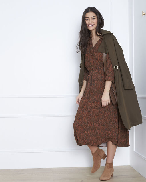 Robe acajou imprimé serpent longue laetitia sable.