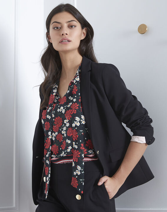 Blouse noire imprimé fleuri Vladia | 1-2-3 Blouse noire imprimé fleuri Vladia PhotoZ | 1-2-3