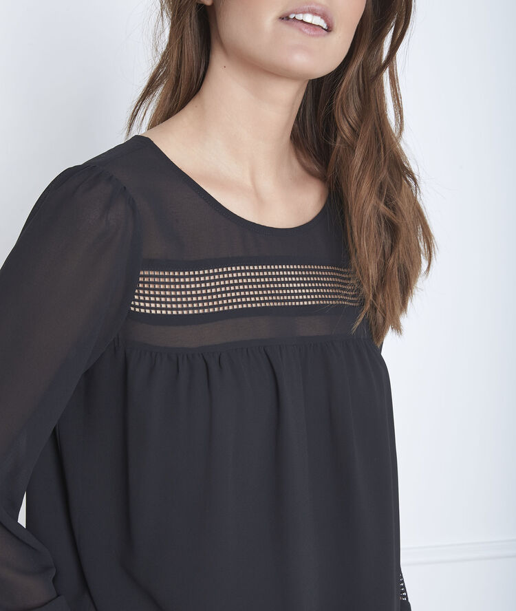 Blouse noire galons ajourés verena noir.