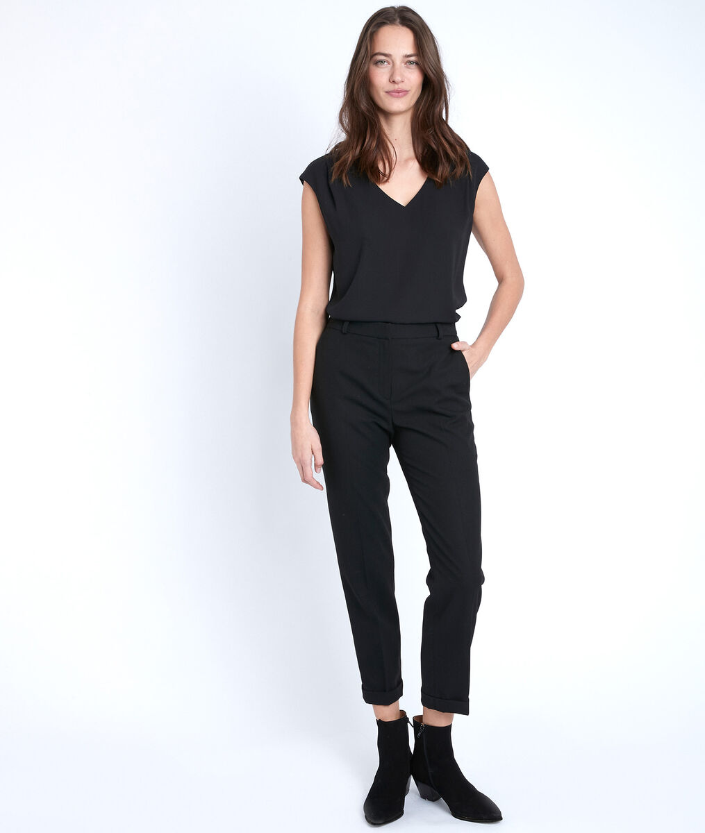 Pantalon cigarette piqué noir Felix | 1-2-3 Pantalon cigarette piqué noir Felix PhotoZ | 1-2-3