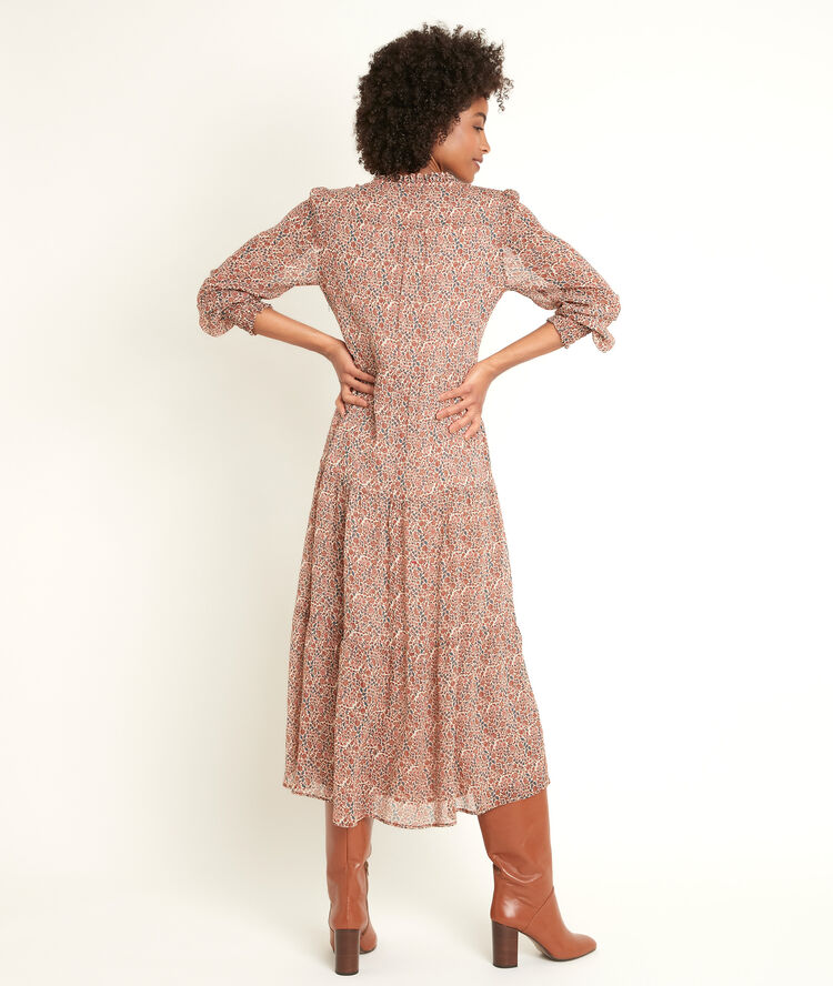 Robe longue imprimée nada camel clair.