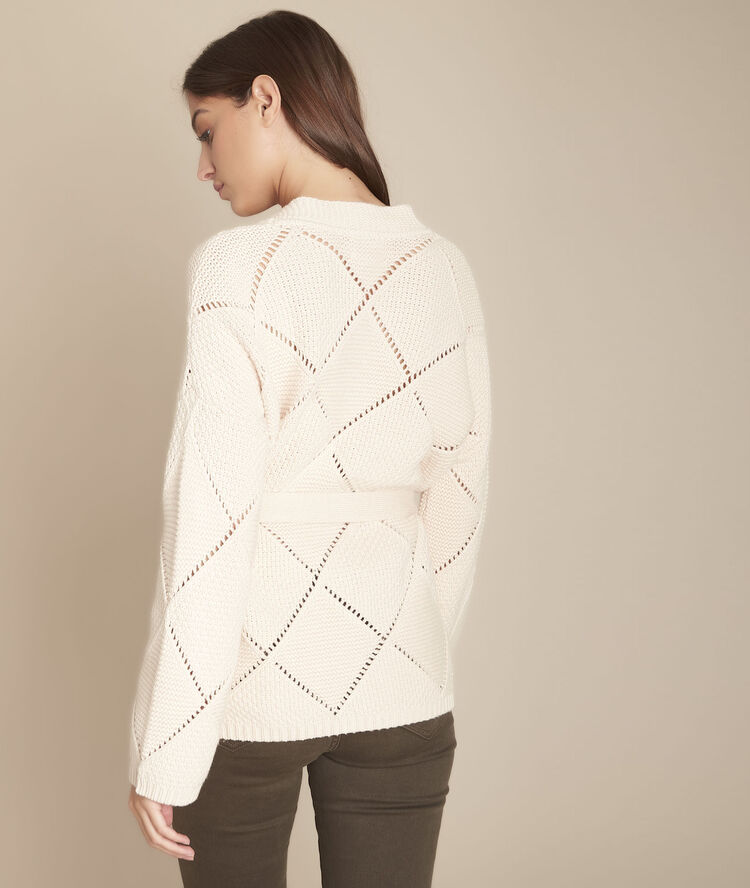 Gilet rose maille ajourée fashionista peche.