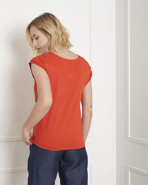 Top orange bimatière vivace orange.