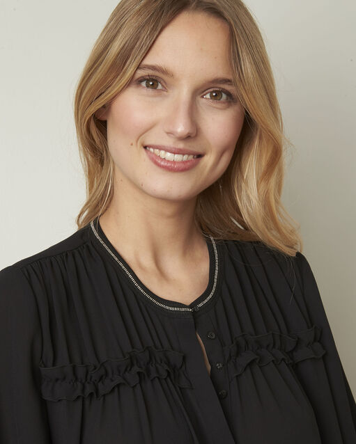 Schwarze bluse mit ausgefallenen details vitali schwarz.