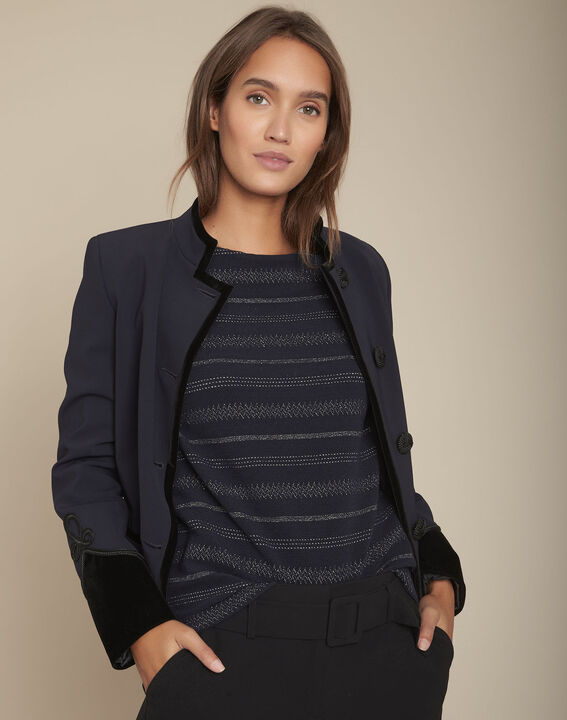 Tee-shirt rayé marine en lurex Charmant | 1-2-3 Tee-shirt rayé marine en lurex Charmant PhotoZ | 1-2-3