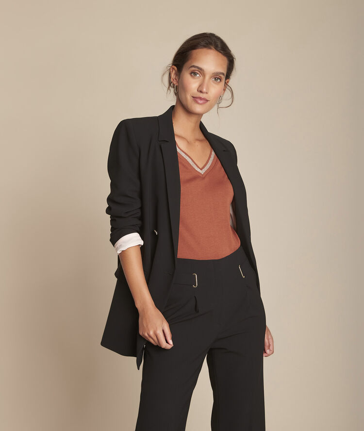 Tee-shirt acajou encolure v calypso caramel.
