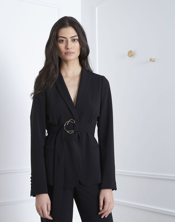 Veste noire détail doré ceinture Fanny | 1-2-3 Veste noire détail doré ceinture Fanny PhotoZ | 1-2-3