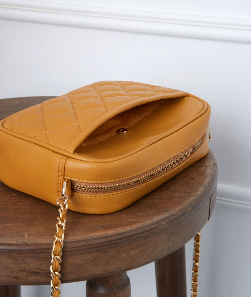 Pochette en cuir matelassée vanille Dan | 1-2-3 Pochette en cuir matelassée vanille Dan PhotoZ | 1-2-3