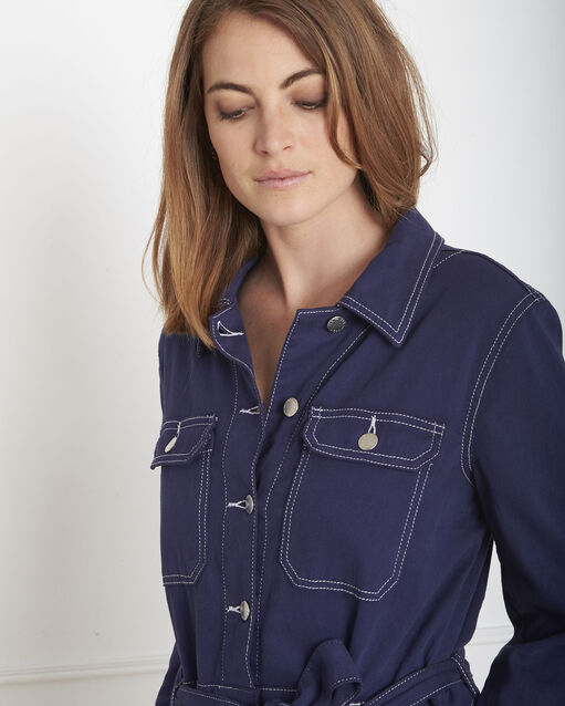 Combinaison indigo en coton lana indigo fonce.