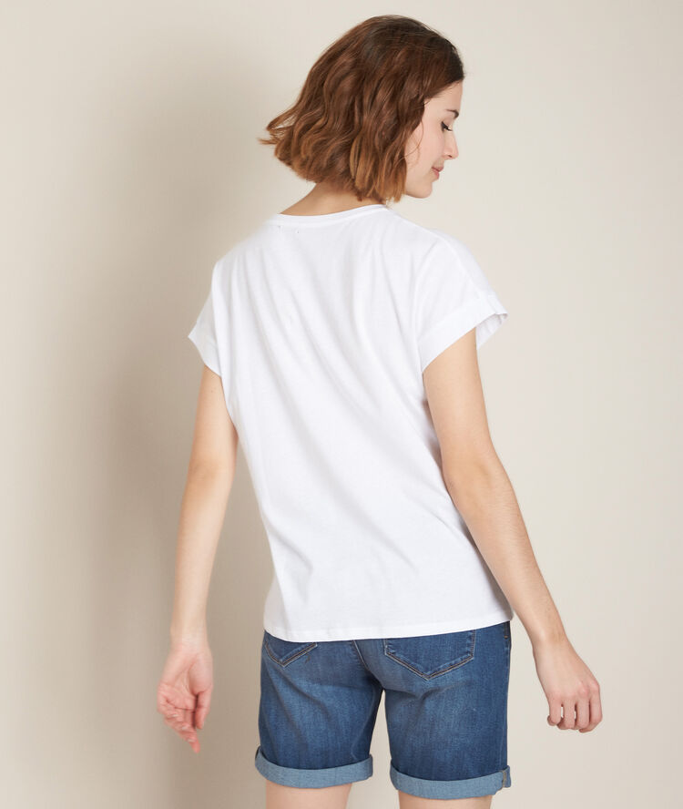 Tee-shirt brodé rozen ecru.