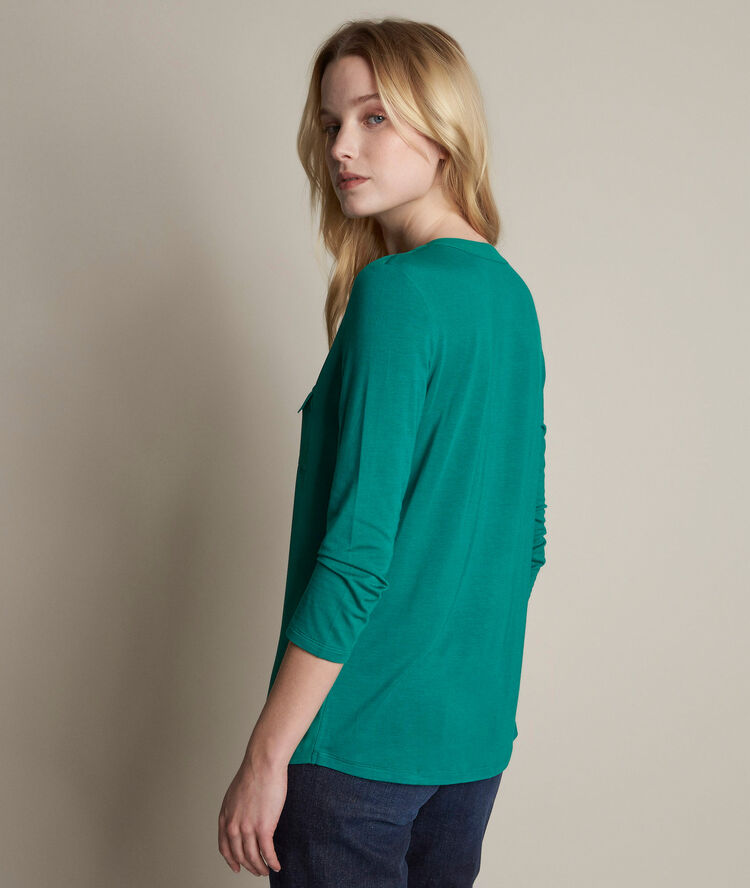 Blouse bimatière verte genna sauge.