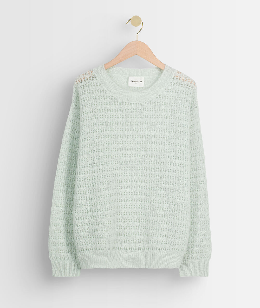 Pull en maille épaisse ajourée jade tokyo jade.