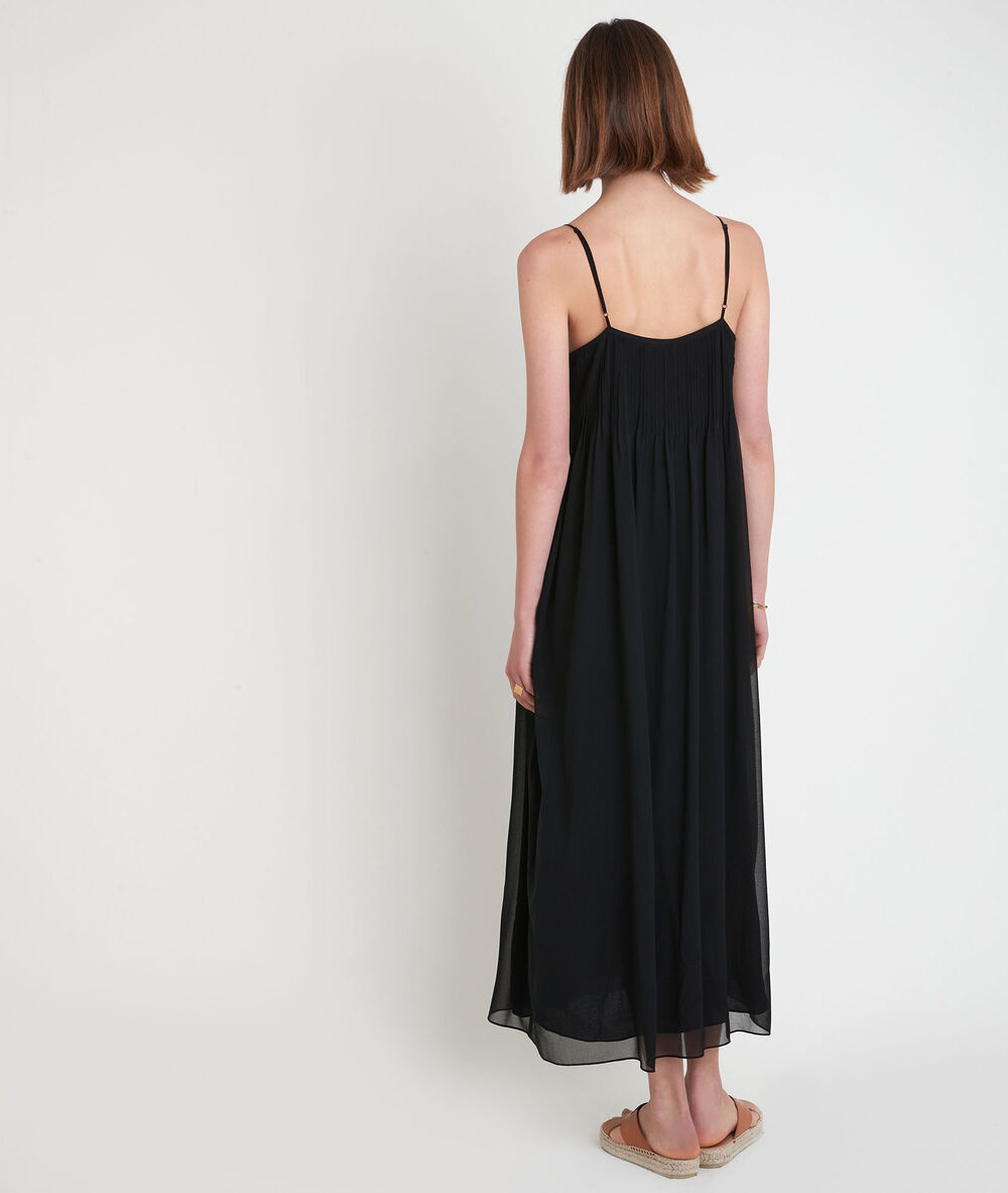 Robe mi-longue plissée noire sabrina noir.