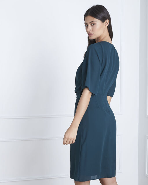Robe vert foncé drapée hermine foret.