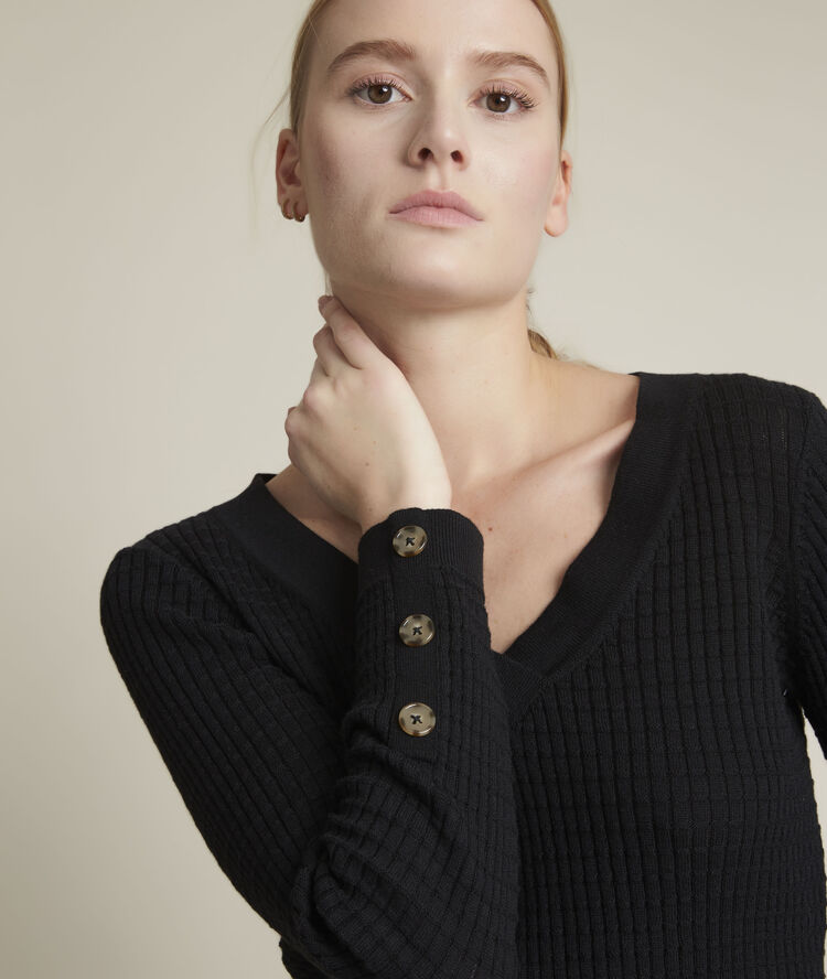 Pull en polyester recyclé dolmen noir.