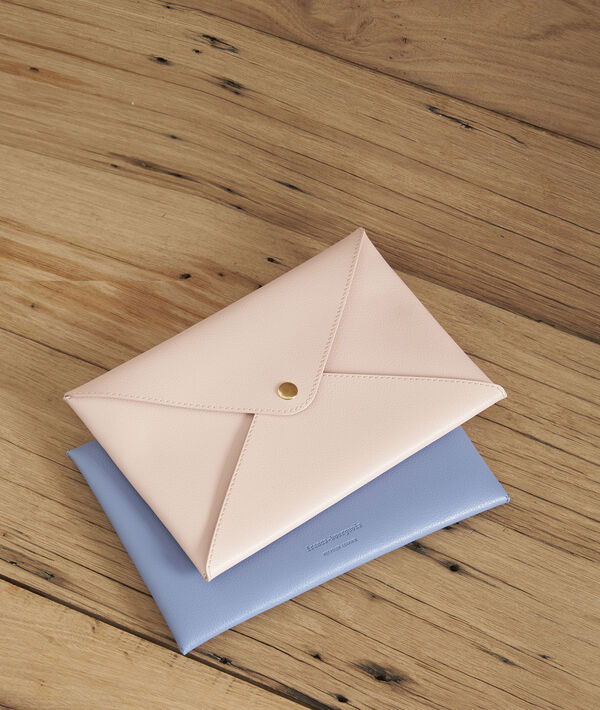 Enveloppe rose pâle cuir recyclé Shibuya | 1-2-3 Enveloppe rose pâle cuir recyclé Shibuya PhotoZ | 1-2-3