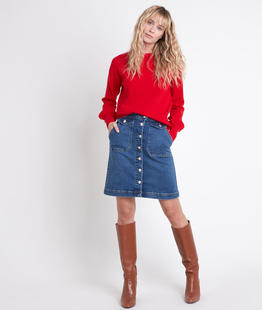 Jeansrok met knopen ambre denim brut.