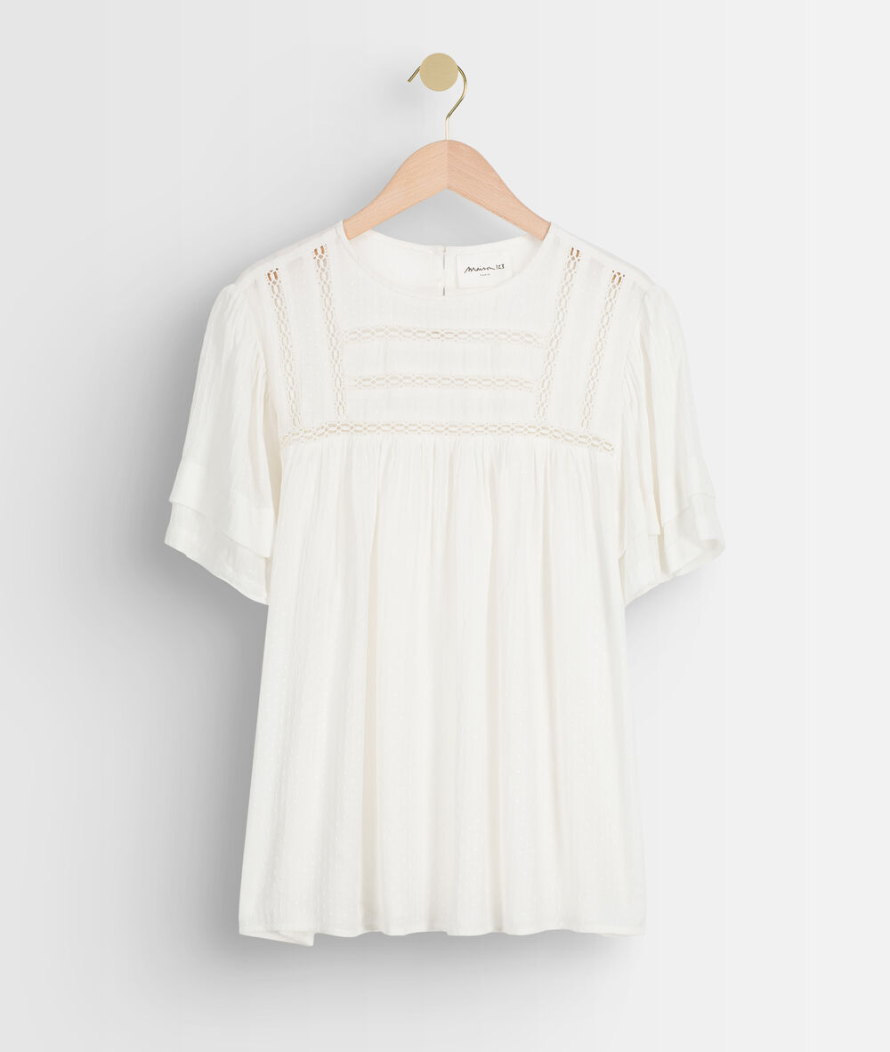 Blouse ample avec dentelle écrue abi ecru.