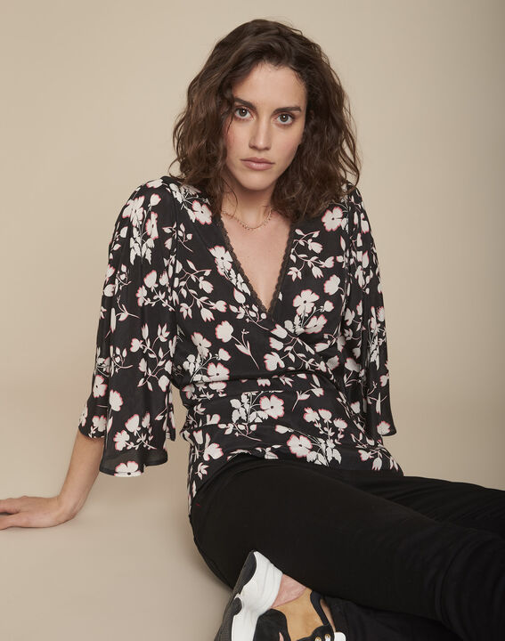 Blouse kimono imprimé fleuri Milan | 1-2-3 Blouse kimono imprimé fleuri Milan PhotoZ | 1-2-3