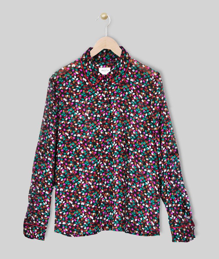 Blouse imprimé feuillage madalina noir.