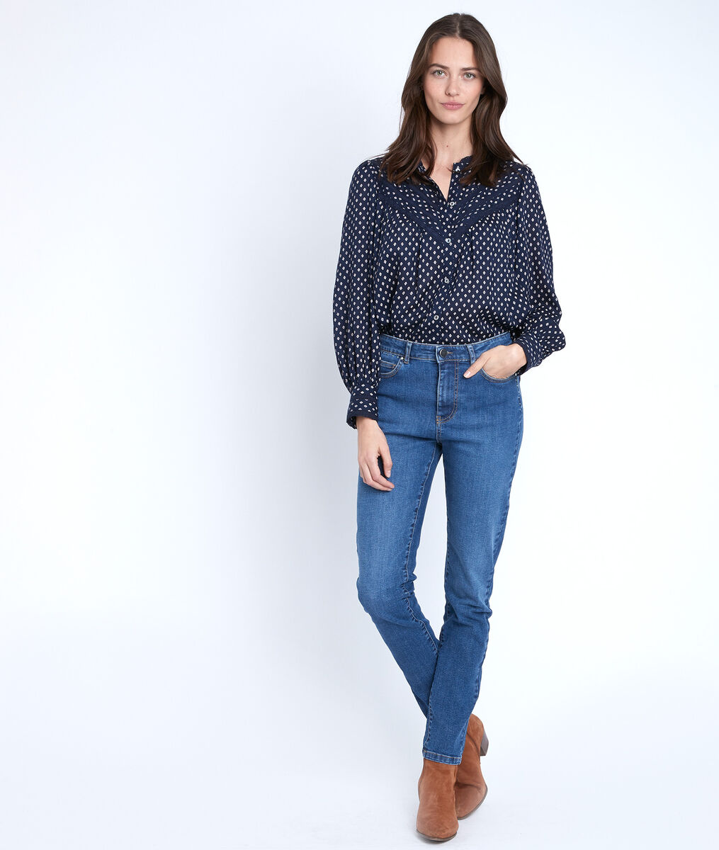 Blouse marine imprimée Tomy | 1-2-3 Blouse marine imprimée Tomy PhotoZ | 1-2-3