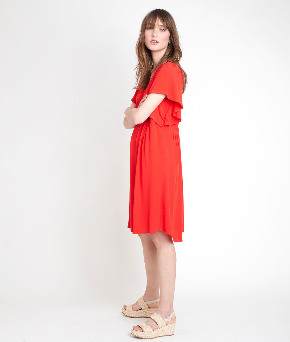Robe en viscose recycl&eacute;e rouge callo rouge.