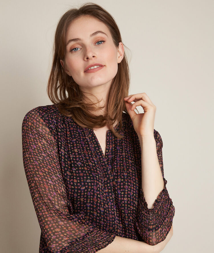 Robe longue imprimé fleuri libra noir.
